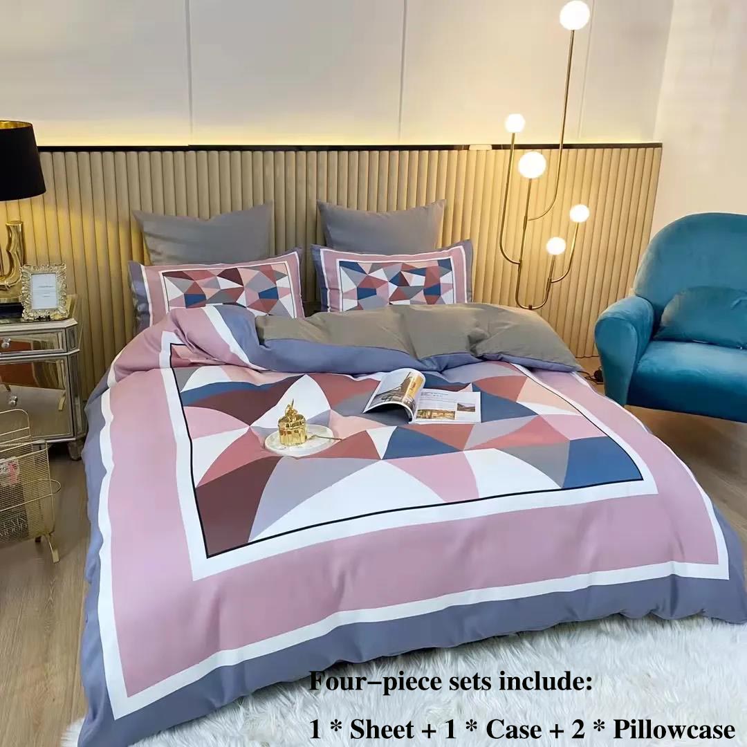 Thickened Grinding Long Velvet Wool Twill Four-piece Printing Palace Wind Cotton Is Sleeled Bed Single Tribute Cotton Home Bed Set 1.8 M 2 Meter Bed