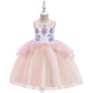 Kids Unicorn Dress for Girls Flower Appliques Ball Gown Little Girl Princess Dresses Elegant Party Costumes Children Clothing