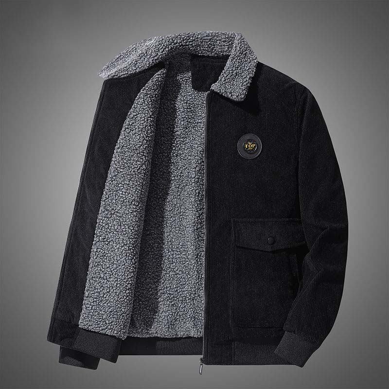 Winter Plus Velvet Padded Jacket Men's Loose Casual Tooling Multi-pocket Corduroy Jacket Men