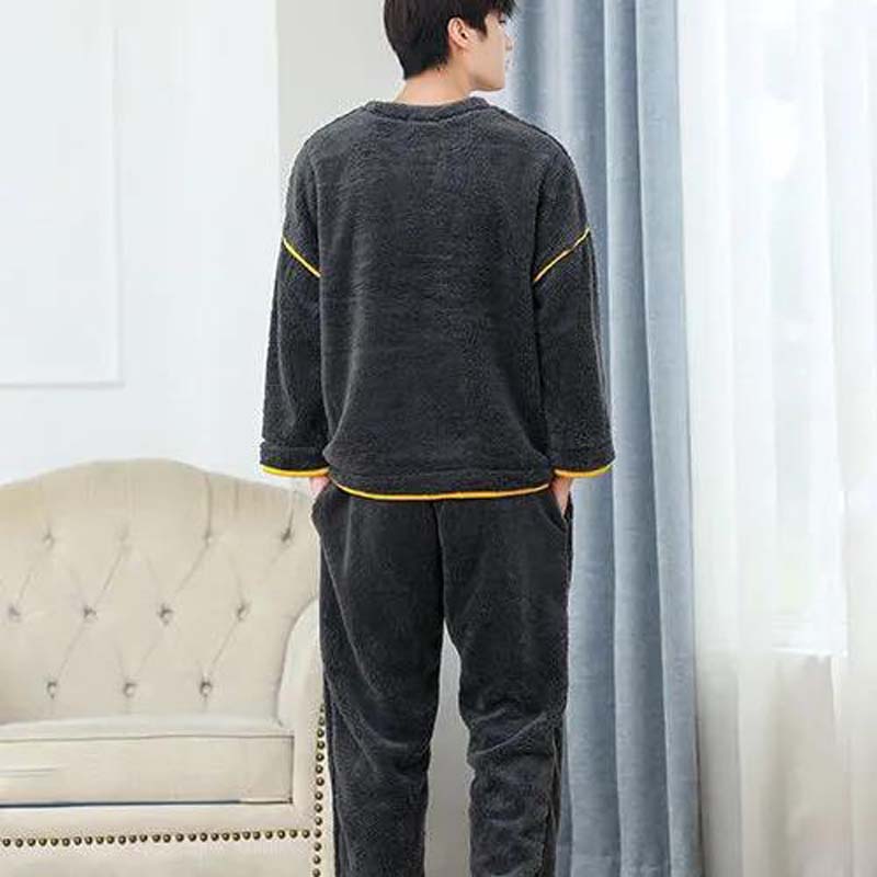 Winter Pajamas Men's Coral Velvet Thickened Plus Velvet New Flannel Youth Plus Size Home Service Suit
