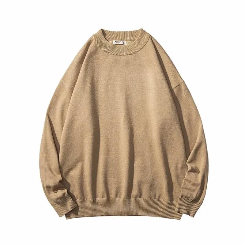 Autumn and Winter New Solid Color Pullover Sweater Men's Loose Thin Sweater Men's Sweater