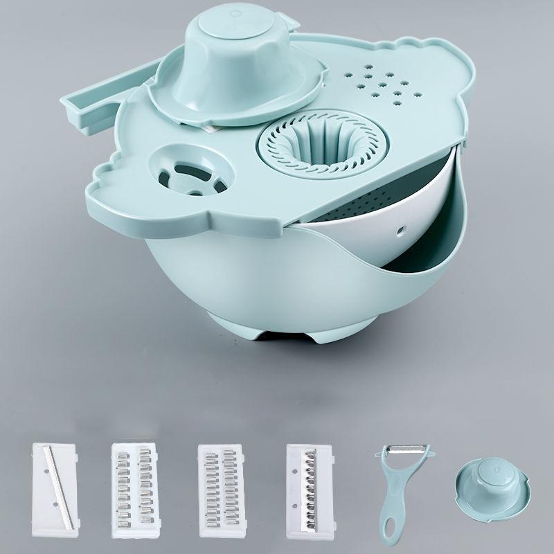 Multifunctional Vegetable Cutting Artifact Kitchen Supplies Household Wipe Potato Slicing Grating Vegetable Washing and Draining Basket