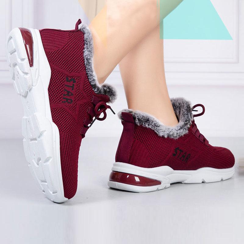 Winter Plus Velvet Shoes Women's Cotton Shoes Middle-aged and Old Thick Warm Sports Shoes Flat Non-slip Cotton Boots