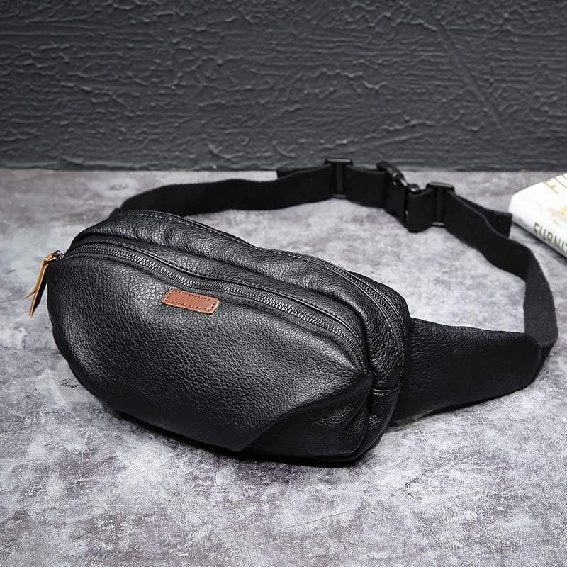 Waist Bag Men Portable Large-capacity Soft Leather Key Bag Chest Bag Sports Fitness Shoulder Bag