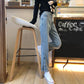 WTEMPO Women's Jeans Loose and Slim Wide Leg Straight  Denim Big Pocket Trousers Button Split