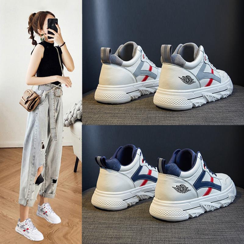 Spring Autumn Leather White Shoes Sports Shoes Casual Shoes College Style All-match Platform Shoes Women