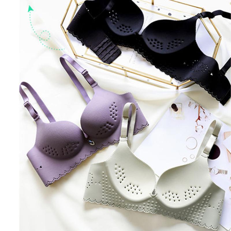 Lace-up Bra Summer Thin Section Seamless Breathable Bra Underwear Women's No Steel Ring Adjustable Push-up Bra