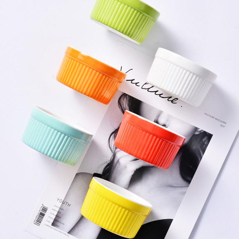 Nordic Household Single Baking Bowl Baked Dessert Pudding Cute Ceramic Bowl Steamed Egg Mold Small Bowl