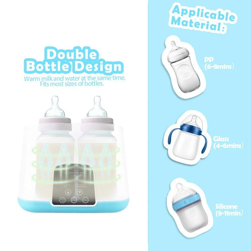 Baby Bottle Warmer, Bottle Steam Sterilizer 5-In-1 Smart Thermostat Double Bottle Baby Food Heater for Breast Milk or Formula