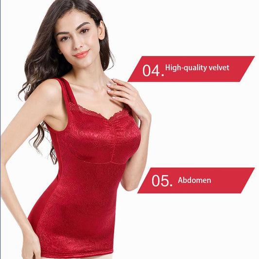 Women's Warm Vest Thickened Plus Velvet Body Sculpting Chest Support Autumn and Winter Cotton Thermal Underwear Tight-fitting Bottoming Shirt Vest Top