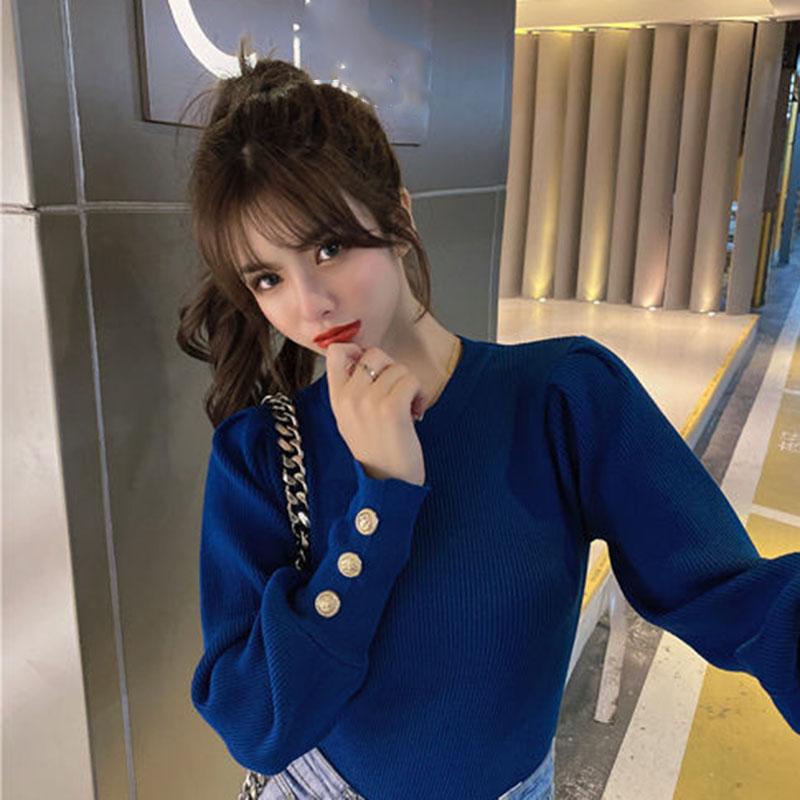 Autumn and Winter Loose Casual Sweater Slim Long-sleeved Pullover Blouse All-match Slim Female Blouse