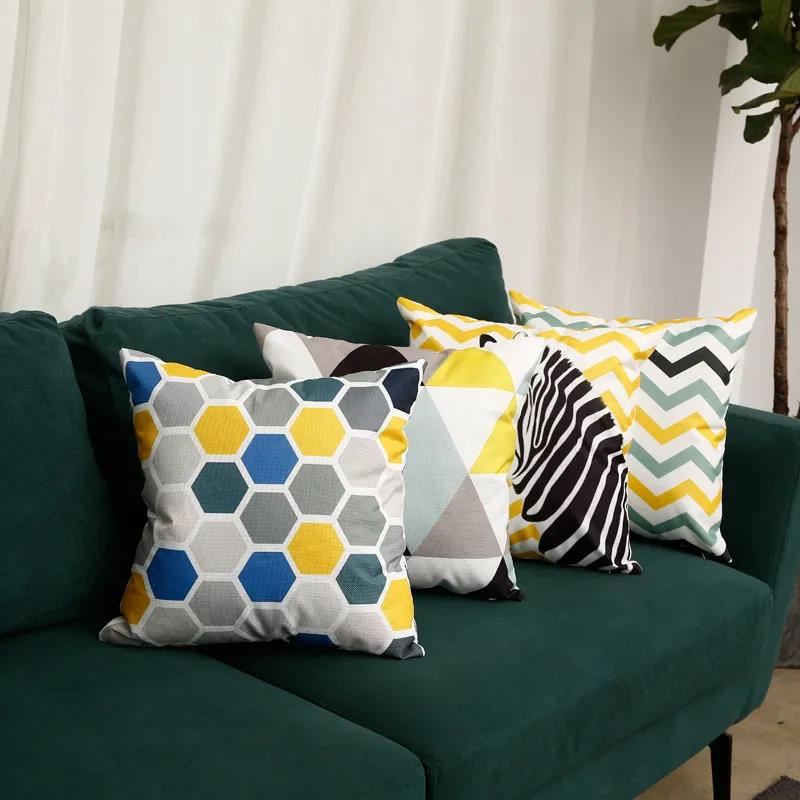 Nordic Style Pillow Yellow Geometric Cushion Gray Sofa Cushion Pillow Office Bedroom Lumbar Cushion