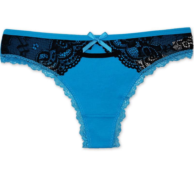 6pcs/set of Pure Cotton Underwear Women T-back Sexy Fashion Plus Size Thong Lace Solid Color Underwear