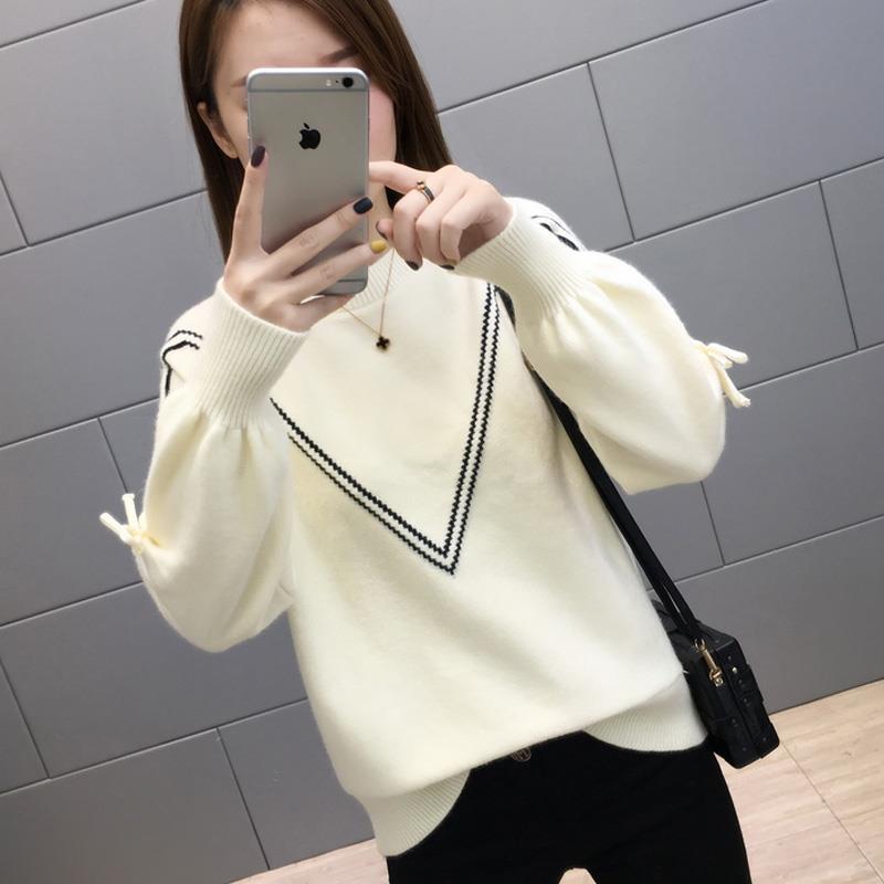 Women Calsual Long Sleeve Color Collision knitting Sweater Blouse