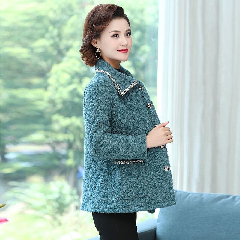Cotton-padded Jacket Women's Winter Plus Velvet Thickening Imitation Lamb Hair Short Grain Velvet Loose Woolen Coat