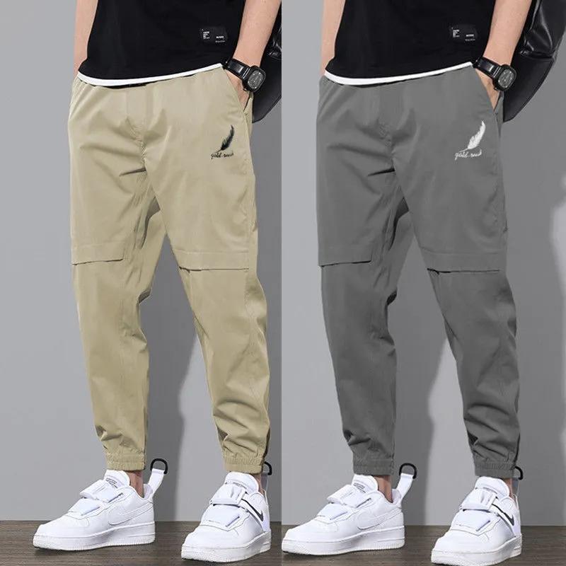Youth Multi-pocket Overalls Loose Feet Tightened Sweatpants Sports Pants Men's Spring and Autumn Large Size Casual Trousers
