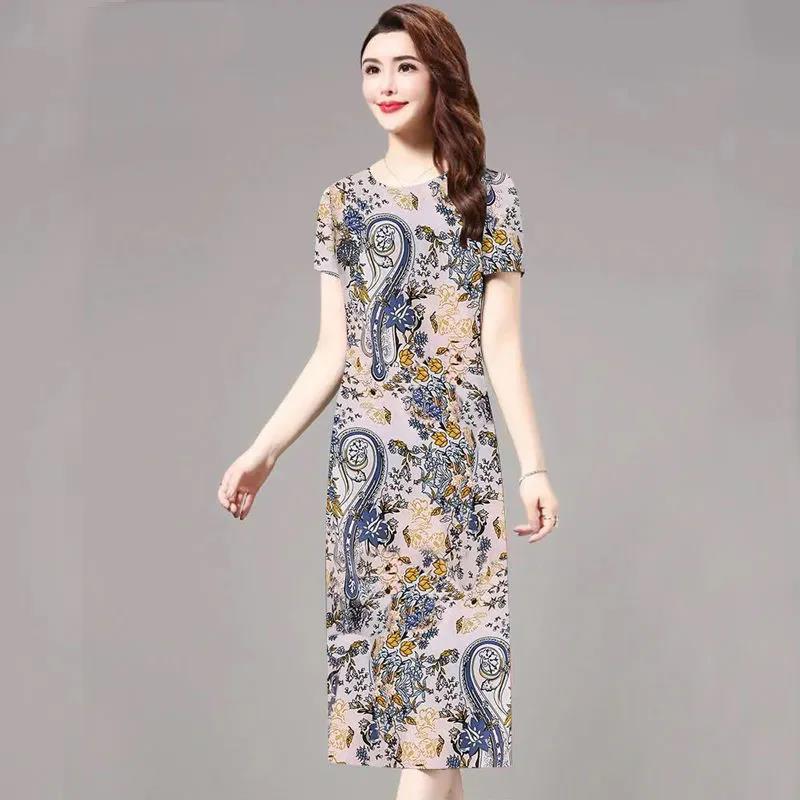 Summer Ice Silk Long Skirt Women Casual Dress Slim Tight Waist Bottoming Skirt Temperament Clothing