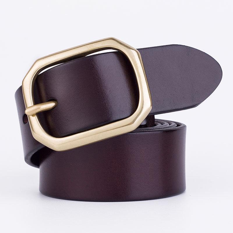 Genuine Leather Belt Men's Leather Casual Belt Waist Strap Alloy Pin Buckle Belt