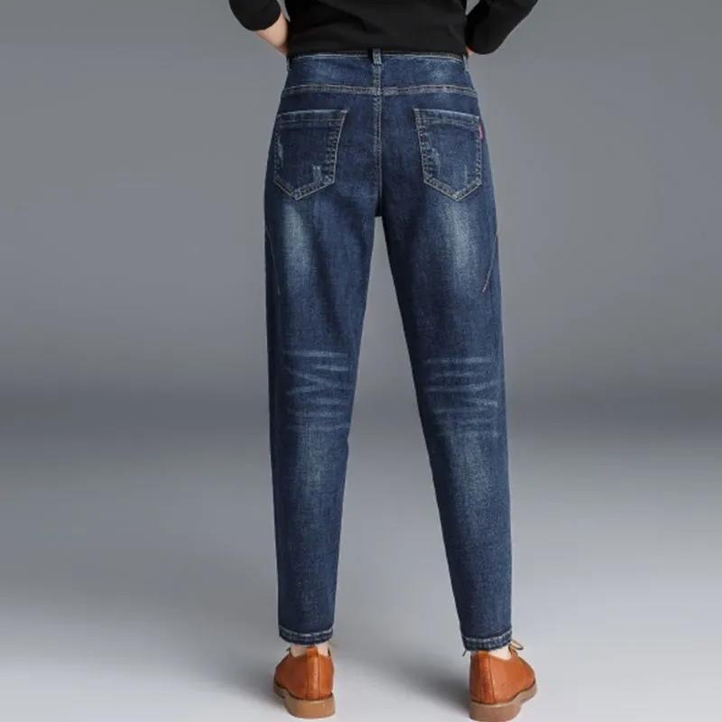 Spring and Autumn High Waist Stretch Jeans Women Loose Harem Pants Ladies Plus Size Casual Carrot Pants Women