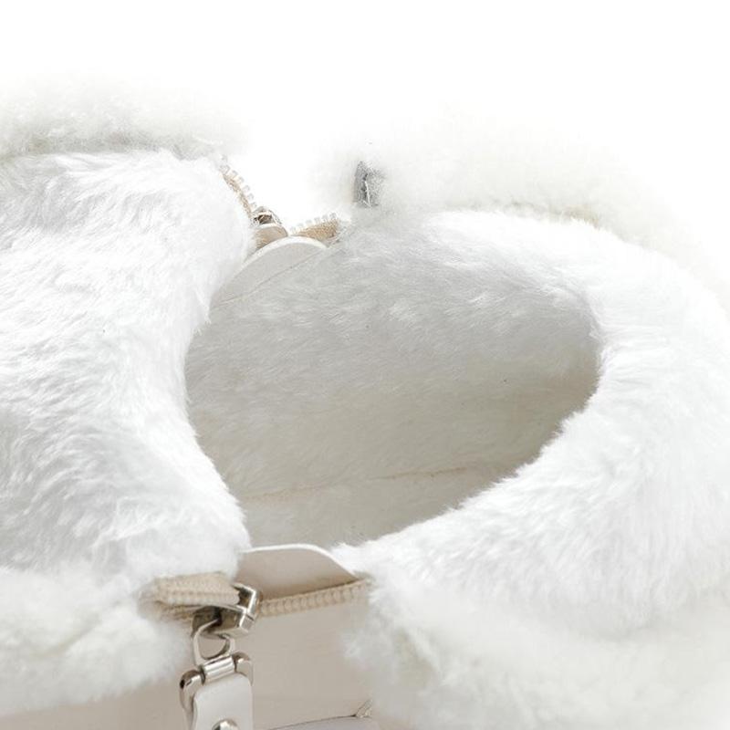 Girls Winter Snow Boots Knight Leather White Martin Boots Thick-soled Mid-tube Boots Short Boots Large Size Flat Cotton Boots