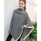 Ladies Shawl Cloak Scarf Autumn Winter Dual-use Irregular Striped Printting Scarf Shawl Korean Style All Match Buttons Keep Warm