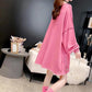 Mid-length Loose Plus Size Sweater Women Long-sleeved V-neck Ripped Tops Spring and Autumn Thin Bottoming Shirt