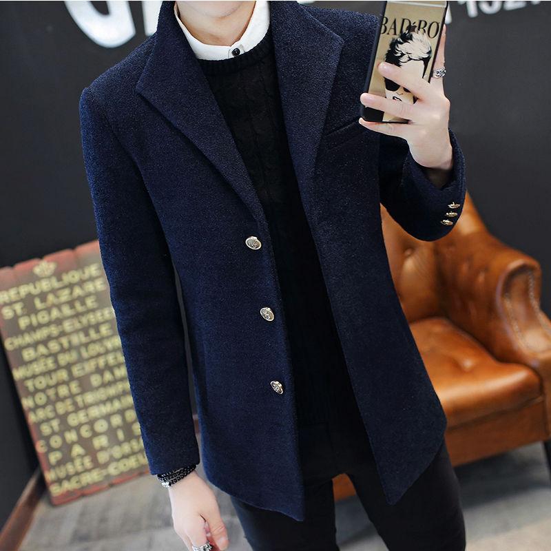Men's Winter Windbreaker Men's Short Thick Plus Woolen Coat Coat Slim Korean Youth