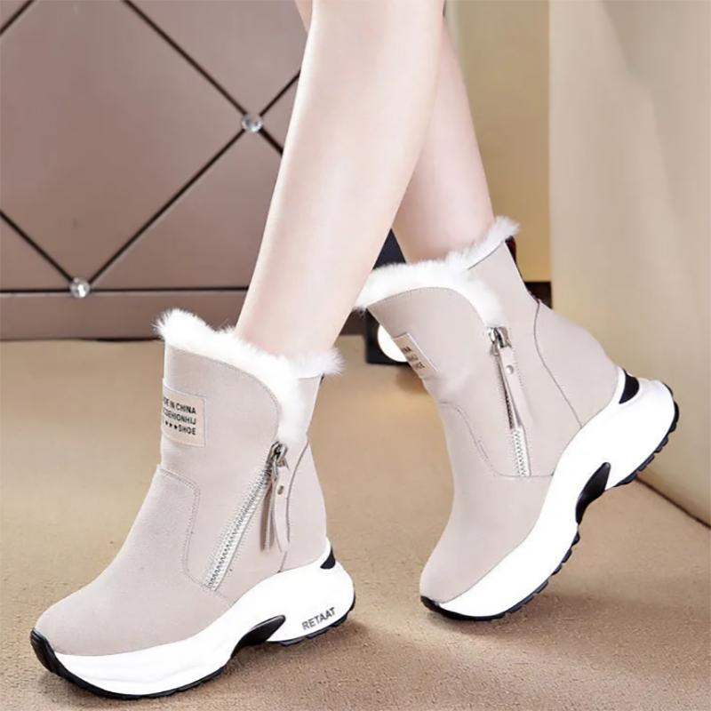 Thick-soled Snow Boots Women's Winter All-match Inner Heightening Women's Shoes Plus Velvet Thickening Martin Boots Warm Boots