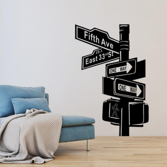 Creative Signpost Street Sign Wall Stickers Vinyl Art Decals Home Decoration For Living Room Bedroom