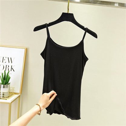 Solid Color Sling Female Summer Sexy Slim Vest Wear  T-shirt Bottoming Shirt Tops
