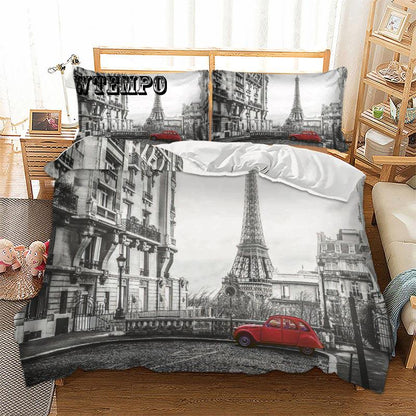 3pcs Bedding Set 3D Paris Landmark Duvet Cover   Twin Queen King Size Bed Sheet