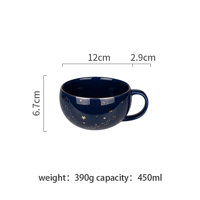 450ml Starry Sky Ceramic Breakfast Oatmeal Cup Phnom Penh Milk Coffee Mug Office Household Large Capacity Handgrip Cup