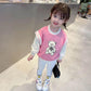 Girls Spring and Autumn Cute Two-piece Long Sleeve Soft Print Solid Color Sweater + Gray Leggings Casual Style Sports Children's Suit