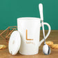 Creative Ceramic Mug Mug with Lid Spoon Male and Female Coffee Cup Student Drinking Cup Home Milk Couple Cup
