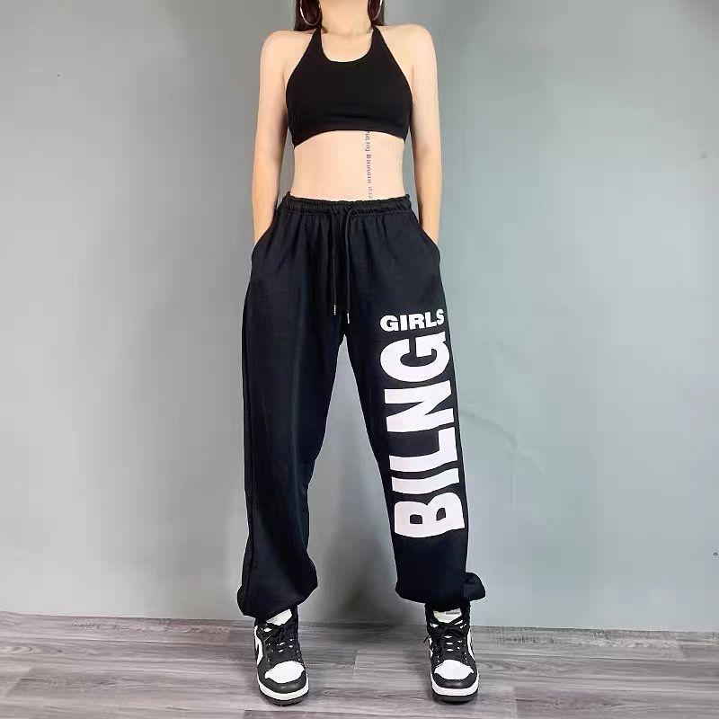 Casual Sports Pants Women Loose-fitting Feet Are Thin Hip-hop Pants Women Jazz Hip-hop Trousers Printing Tide Summer Thin Section