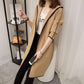 Women Woolen Coat Autumn Winter Lapel Collar Long Sleeve Casual Belt Trench Coat