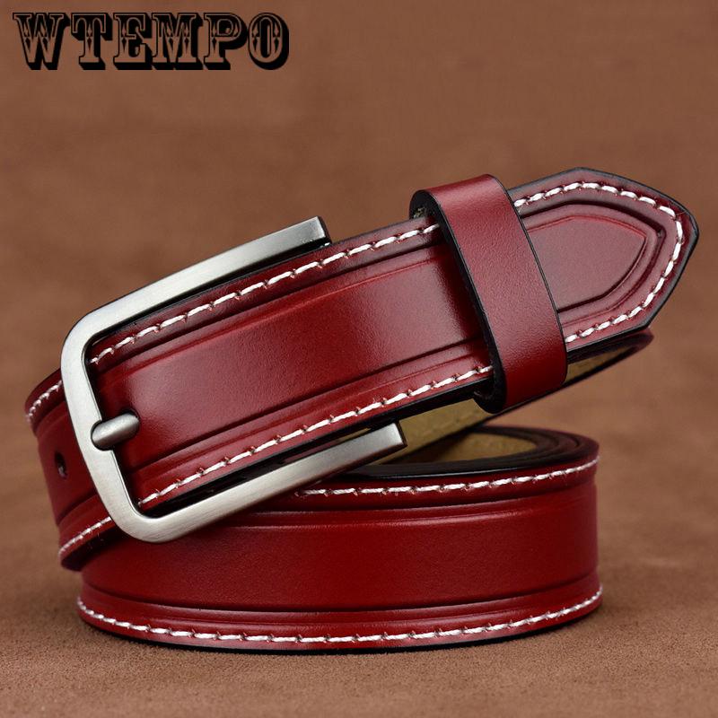 Leather Belts for Women Jeans Strap Vintage Metal Pin Buckle Fashion Style Trouser Cummerbunds