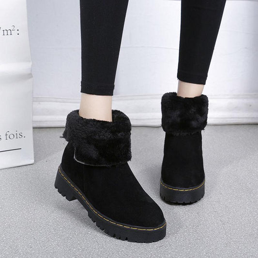 2019 Winter Thickening Plush Warm Cotton Shoes Snow Boots Female Flat Non-slip Boots ladies Shoes