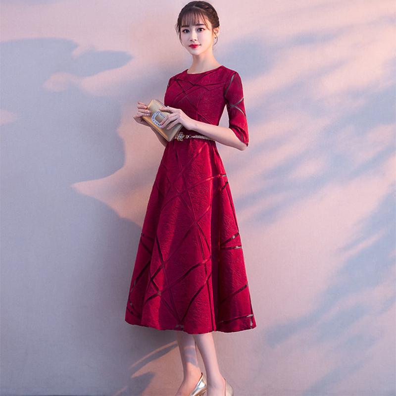 Evening Dress Female Temperament Birthday Mini Dress Mid-length Banquet Noble Toast Dress Host Dress