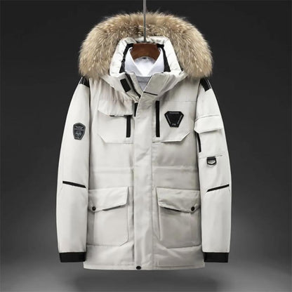 Men's Thermal Down Jacket Thick Puffer Jacket Men Coat High Quality Overcoat Winter Parka Men 90% White Duck Down Removable Cap