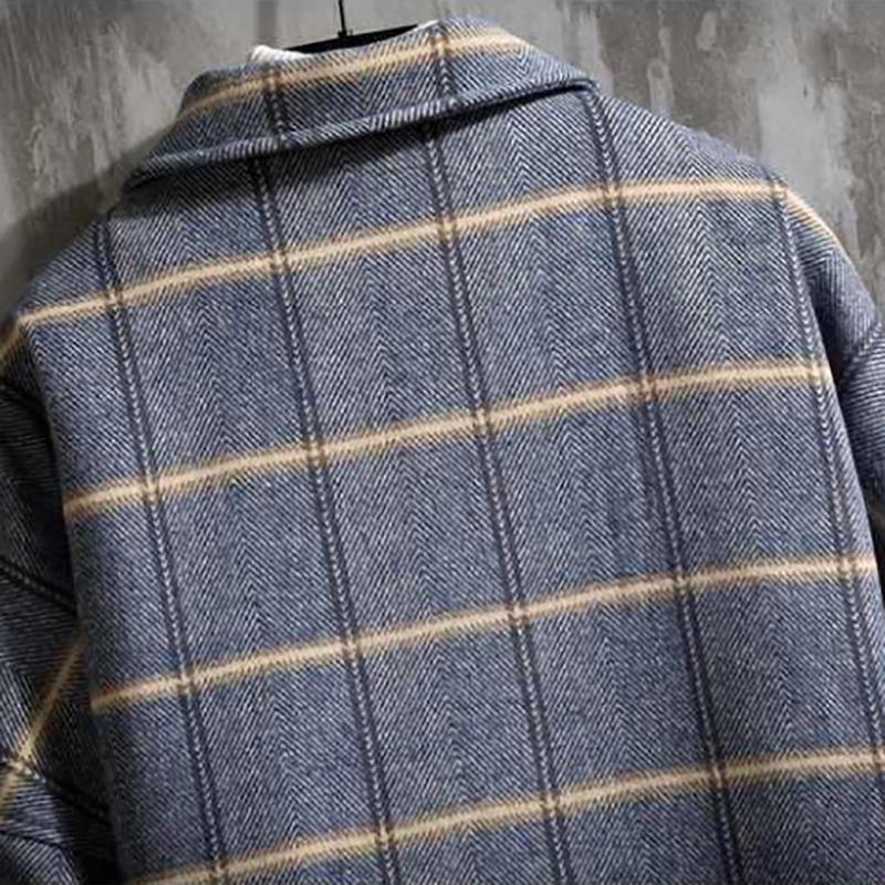 Lamb Wool Jacket Men's Coats Youth Trend Plus Velvet Thick Plaid Autumn Jacket