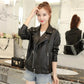 Autumn and Winter Leather Jacket Black Motorcycle Leather Jacket Short PU Leather Jacket for Women