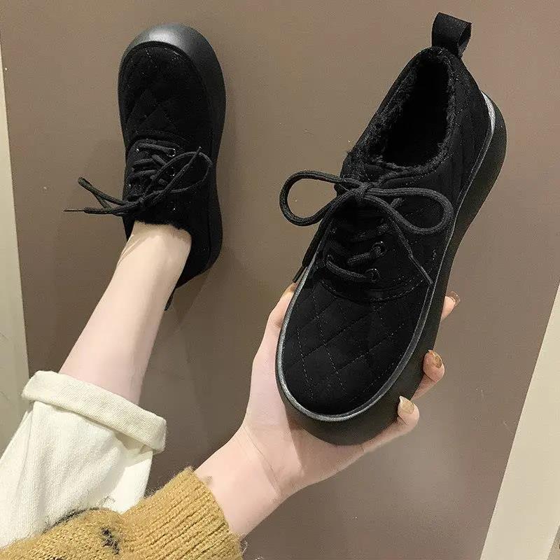 Women's Cotton Shoes Winter All-match Plus Velvet Warm and Comfortable Flat Shoes