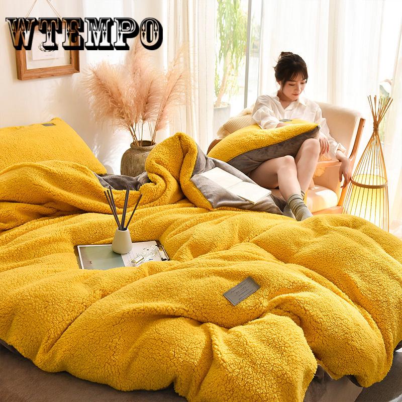 4pcs  Fleece Bedding Set Warm Flannel Soft Duvet Cover Sets Sheet Pillowcases Queen King Size 4pcs