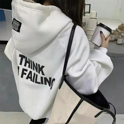 Women's Autumn and Winter Oversize Hooded Plus Velvet Thick Coat Korean Version of The Student Loose Top Ladies Ins Casual Sweater