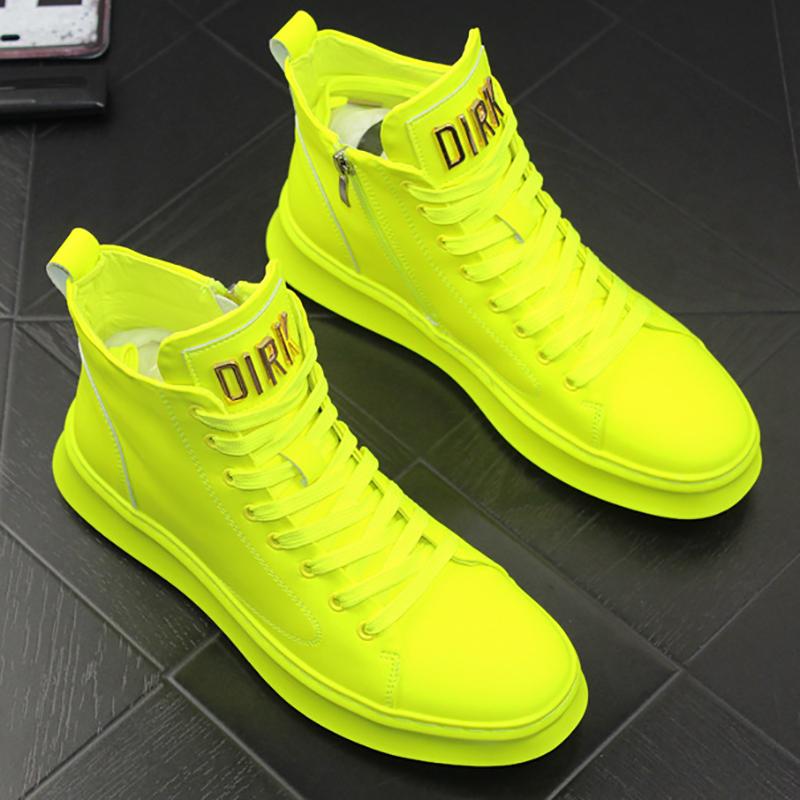 Men's Four Seasons Trendy Shoes Patent Leather Bright Leather Sneakers Boys High-top Casual Shoes