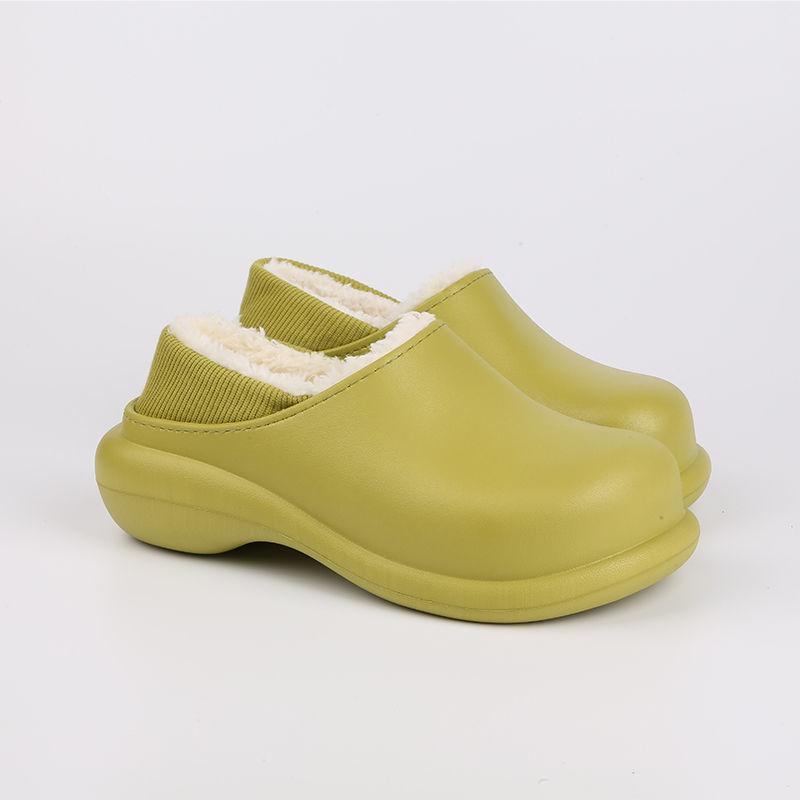Waterproof Cotton Slippers for Women Winter Indoor and Outdoor Cute Plus Velvet Warm Shoes for Home Non-slip Wool Slippers