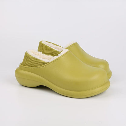 Waterproof Cotton Slippers for Women Winter Indoor and Outdoor Cute Plus Velvet Warm Shoes for Home Non-slip Wool Slippers