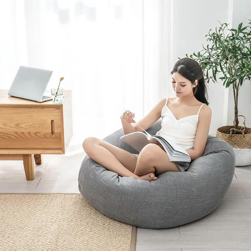EPS Filler Ergonomics Linen Fabric Sofa Single Child Chair Baby Sleeping Handle Zipper Bedroom Balcony Patio Tatami Living Room Furniture