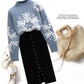 Autumn and Winter Sweater Set Women Snowflake Print Sweater and Mohair Bodycon Skirt Two-piece Set Ladies Christmas Sweater Set